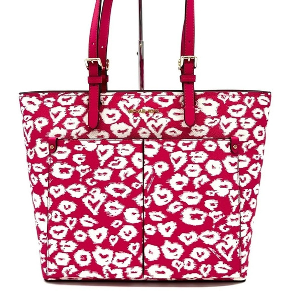 Michael Kors Jet Set Medium Pocket Tote Bag Electric Pink Multi - Picture 1 of 11